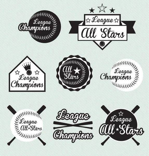Векторный набор всех звезды и Лиги чемпионов этикетки — стоковый вектор