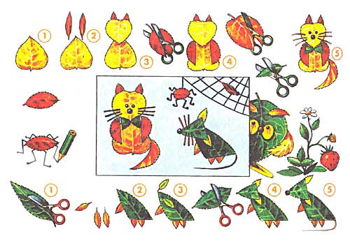 Аплікація з осіннього листя