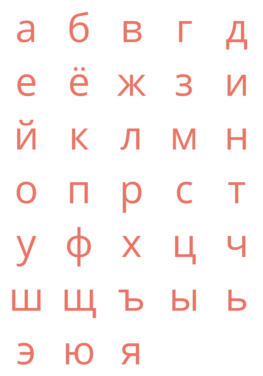 Печатные буквы алфавита