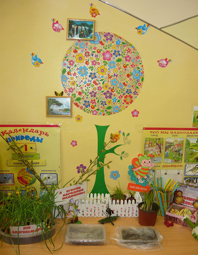 Красивое оформление стены в детском саду