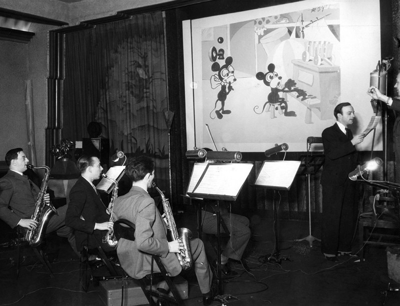 Запись саундтрека к мультфильму о Микки Маусе, июль 1932 года дисней, ретро, фотография