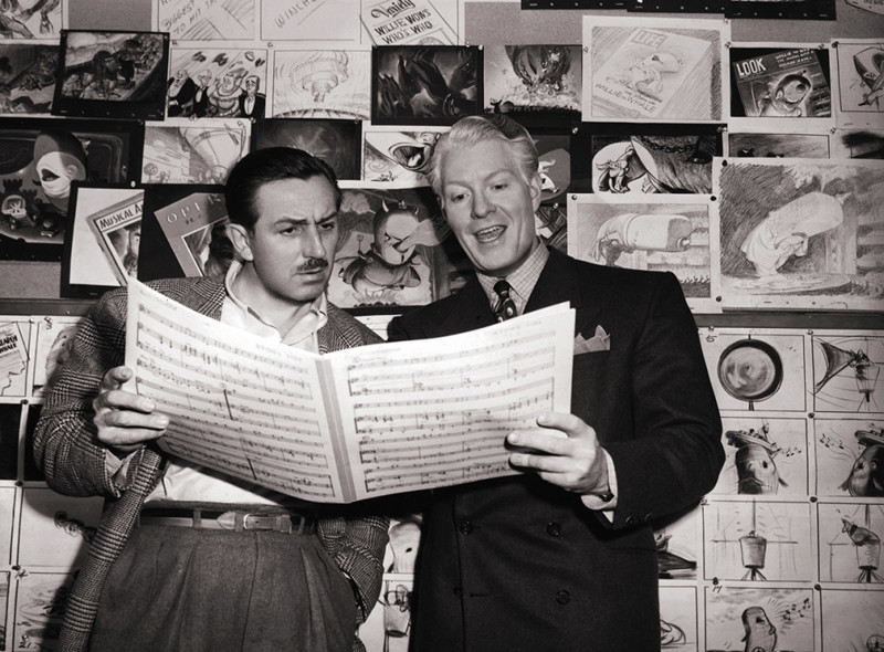 Уолт Дисней и певец Эдди Нельсон, 1940 год дисней, ретро, фотография