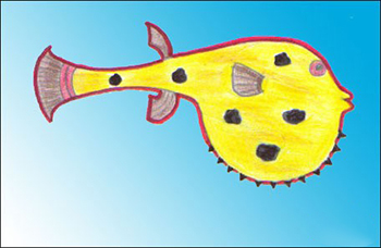 рисунок рыба-фуга вместе с детьми поэтапно