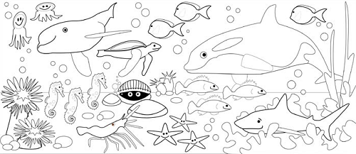 рисунок с морскими животными для детей