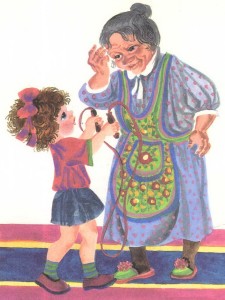 Девочка со скакалкой и бабушка