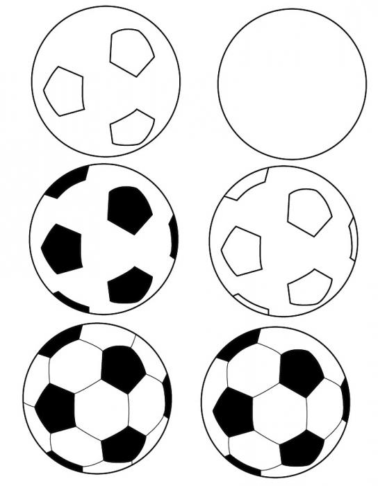 как нарисовать футбольный мяч поэтапно