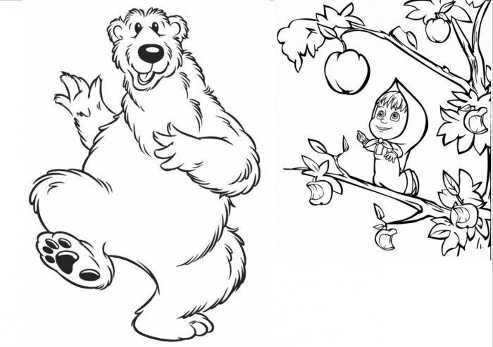 маша и медведь рисовать красками