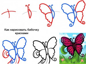 Как нарисовать бабочку красками 