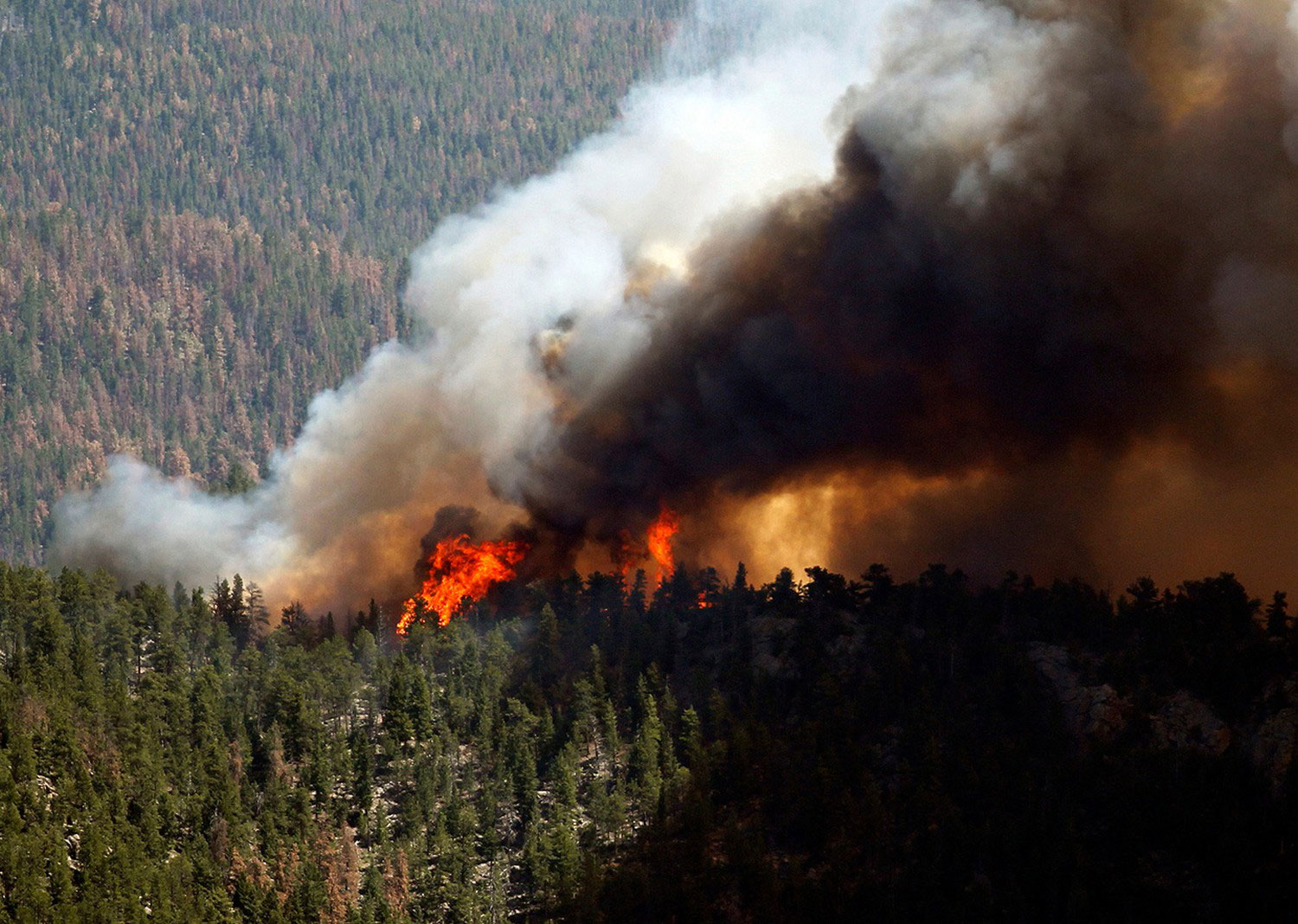 Лесные пожары в штатах Колорадо, фото летнего пейзажа