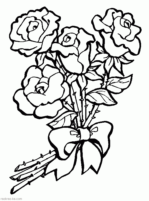 Букет роз. Раскраска для детей