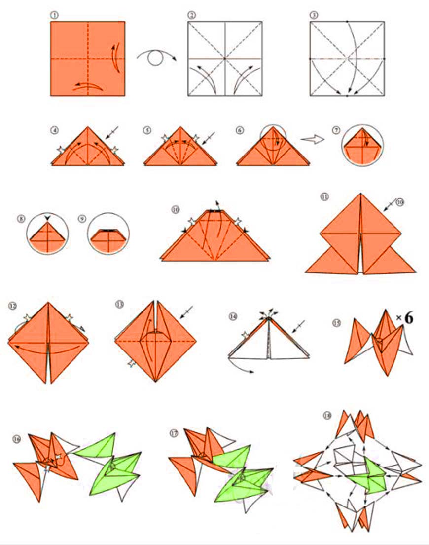 оригами шар - схема