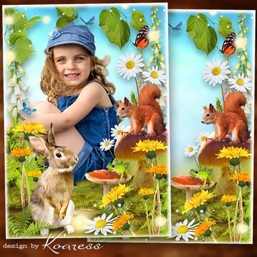 Рамка для детских фото на природе - Летняя полянка