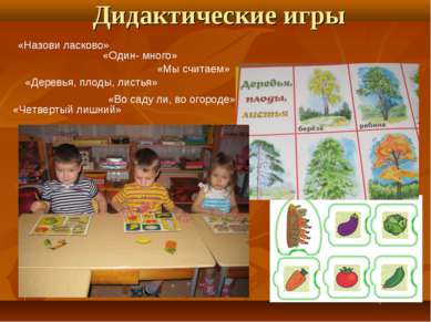 Дидактические игры «Назови ласково» «Один- много» «Мы считаем» «Деревья, плод...