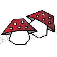 Простая модель оригами для малышей - гриб Мухомор