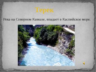 Терек Река на Северном Кавказе, впадает в Каспийское море. 