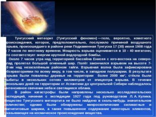 Тунгусский метеорит (Тунгусский феномен) —тело, вероятно, кометного происхож