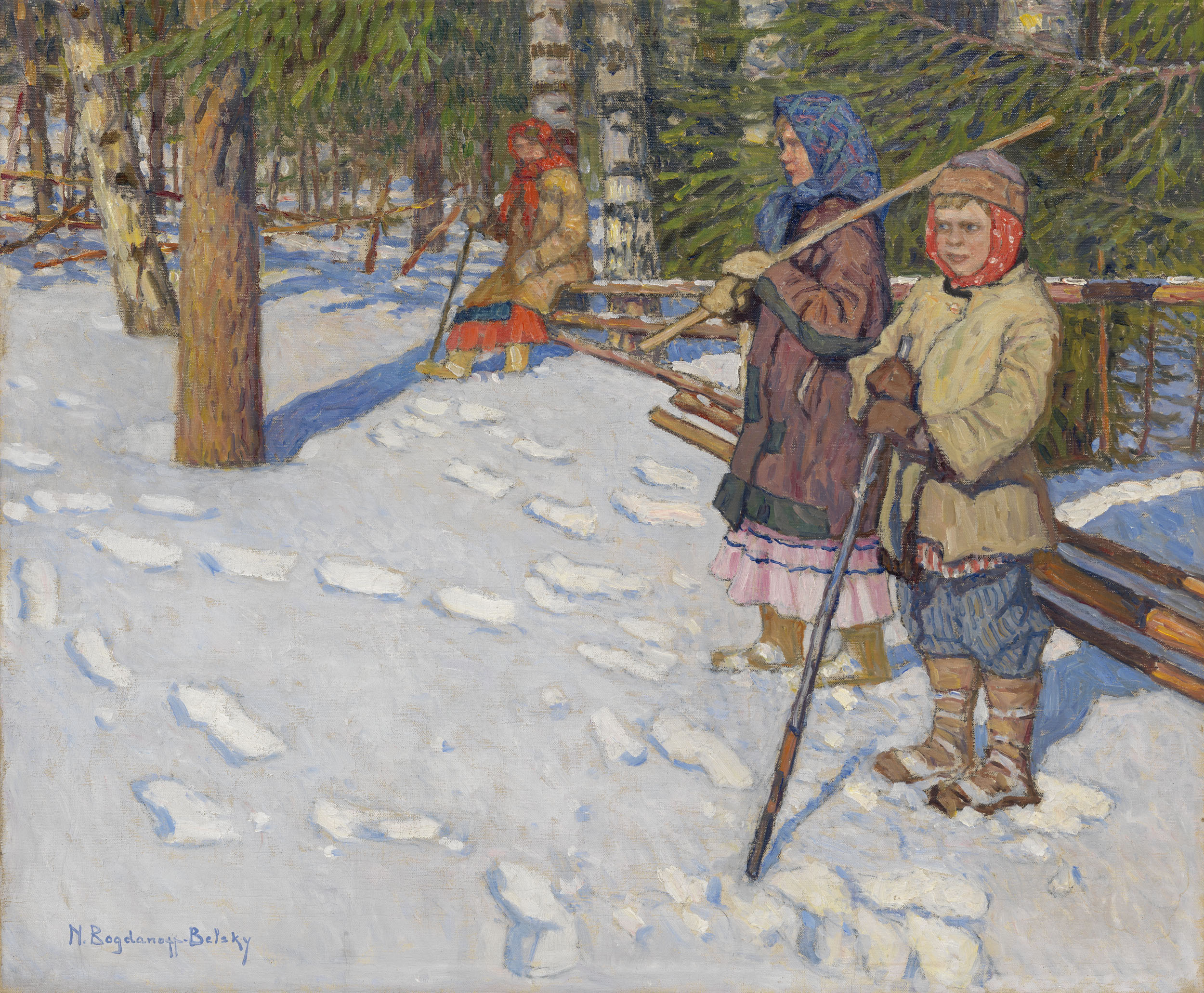 BOGDANOV-BELSKY, NIKOLAI Children in a Wintry Forest