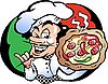 Повар-итальянец с пиццей | Векторный клипарт
