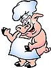 Свинья шеф-повар в фартуке | Векторный клипарт