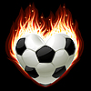Футбольный мяч в форме сердца в огне | Векторный клипарт