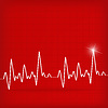 Кардиограмма сердцебиения на красном фоне | Векторный клипарт