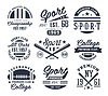 Монохромные Спортивные эмблемы, этикетки, значки, логотипы Set | Векторный клипарт