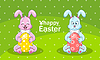 Мультяшный Кролики Пара с яйцами для счастливой Пасхи | Векторный клипарт