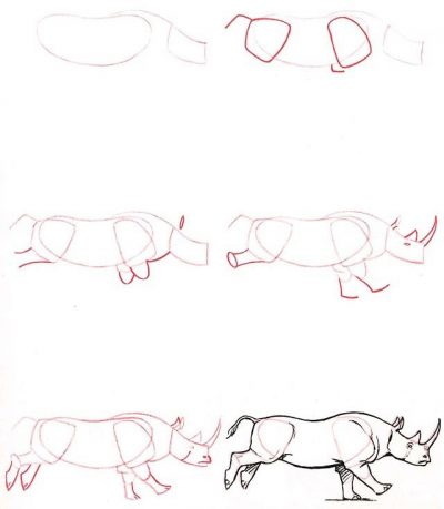 Носорог нарисовать