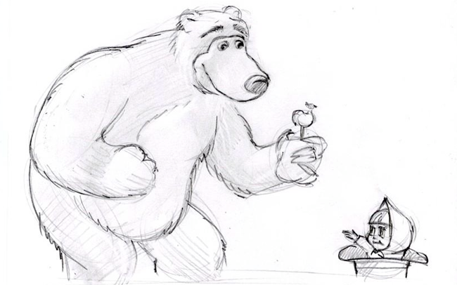 Рисуем медведя из мультика "Маша и Медведь" шаг 5