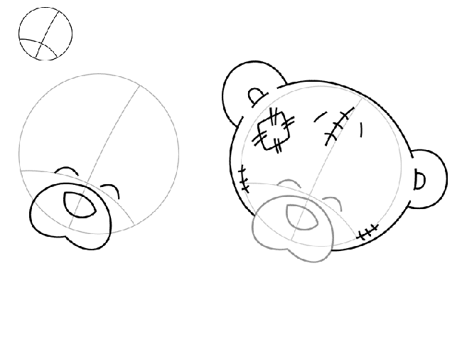 Как нарисовать мишку Тедди поэтапно. Шаг 1
