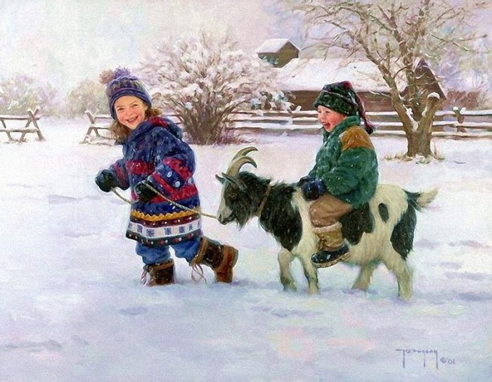 Зимние рисунки и зимние пейзажи известных художников, фото 7