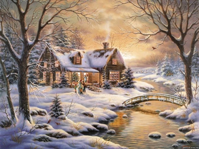 Зимние рисунки и зимние пейзажи известных художников, фото 24