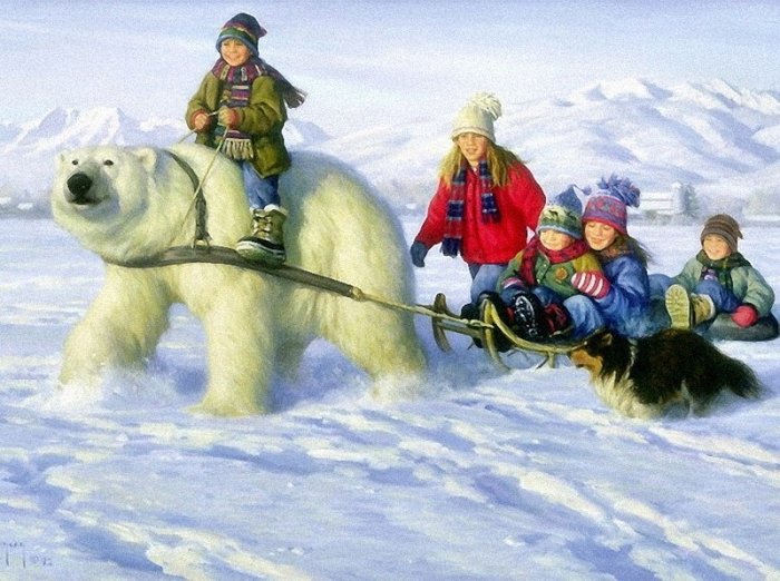 Зимние рисунки и зимние пейзажи известных художников, фото 9