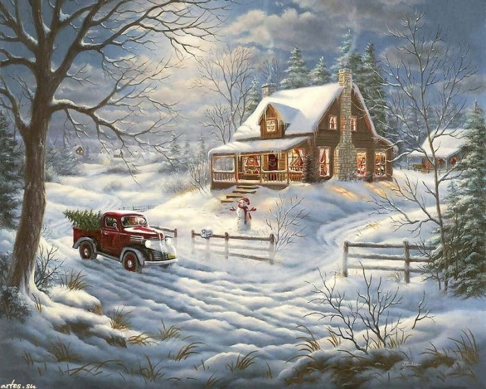 Зимние рисунки и зимние пейзажи известных художников, фото 25