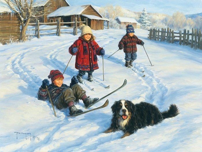 Зимние рисунки и зимние пейзажи известных художников, фото 10