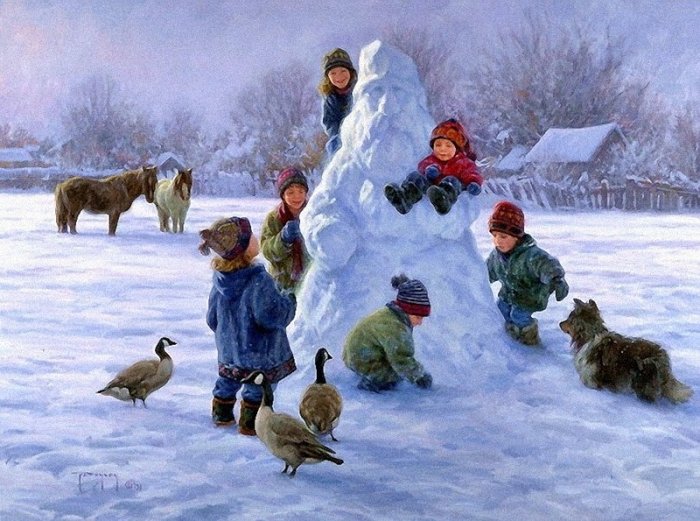 Зимние рисунки и зимние пейзажи известных художников, фото 8 