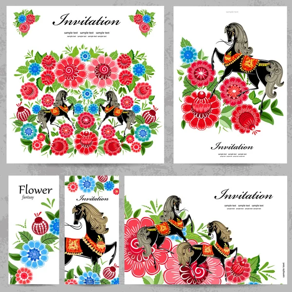 Коллекция цветочных открыток — стоковый вектор