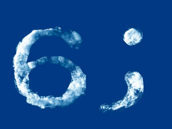 Цифра «6» и знак запятой от облака алфавит — стоковое фото