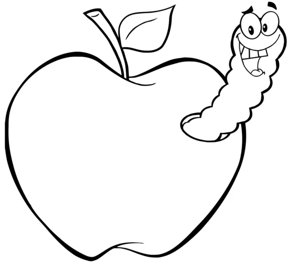 Изложил счастливым червя в яблоко — стоковое фото