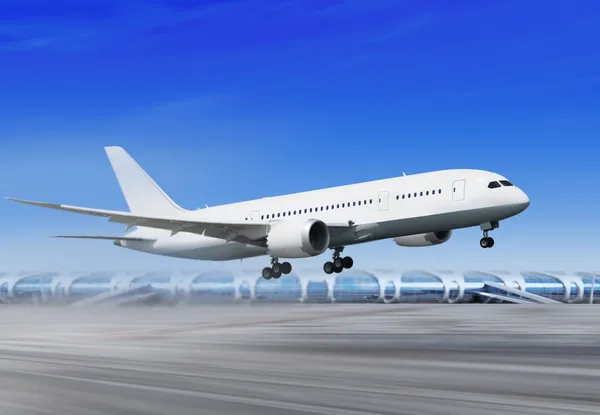 Самолет посадки в аэропорту л — стоковое фото