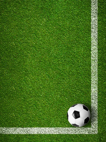 Футбольный мяч, обрамленная белой маркировкой линии вид сверху. Спорт фонов — стоковое фото