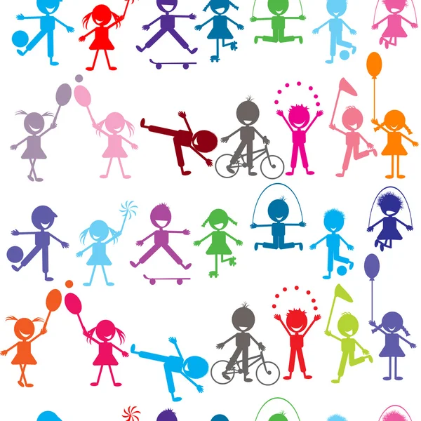 Бесшовный фон с стилизованный цветные дети играют — стоковое фото