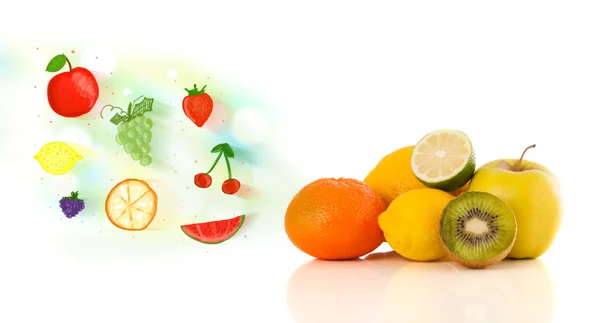 Красочные фрукты оттянутой рукой иллюстрировали фрукты — стоковое фото