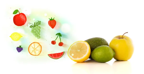 Красочные фрукты оттянутой рукой иллюстрировали фрукты — стоковое фото
