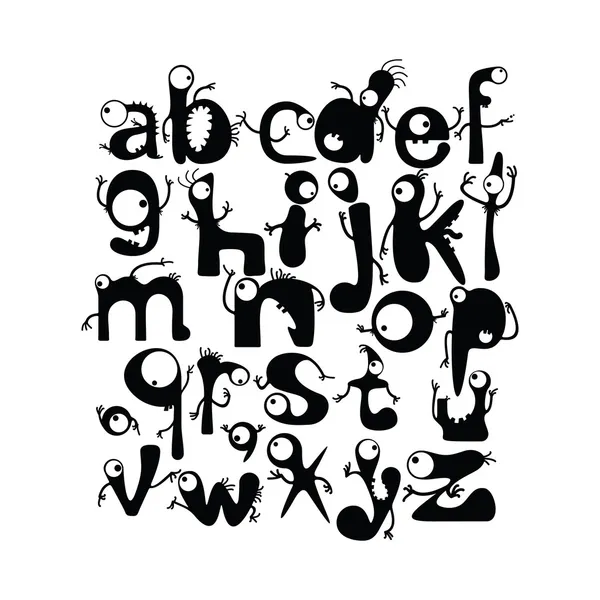 Алфавит с смешные монстры — стоковый вектор