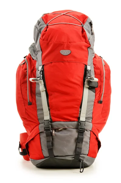 Большой красный туристический рюкзак, изолированные на белом — стоковое фото