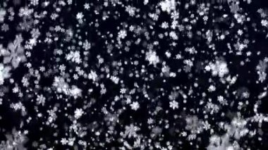 Снегопад на темно синем фоне. Снежинки — стоковое видео