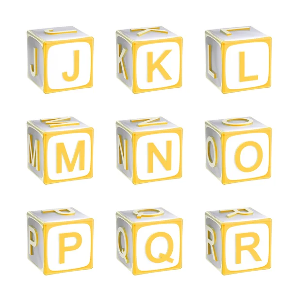 ABC: алфавит из детей, играющих кубов — стоковое фото