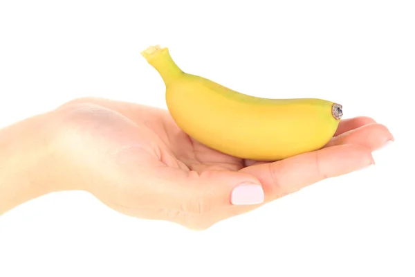 Женская рука, проведение мини-банан — стоковое фото