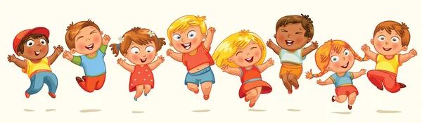 Детей прыгать от радости. баннер — стоковый вектор